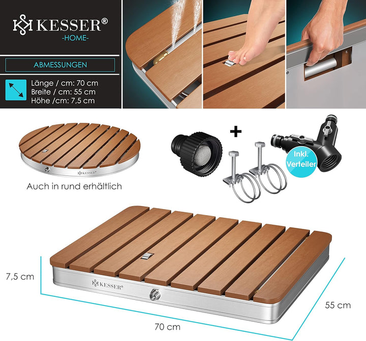 KESSER® Gartendusche Bodendusche Aussendusche Saunadusche Campingdusche 70x55 cm Rechteck Fontänenhö