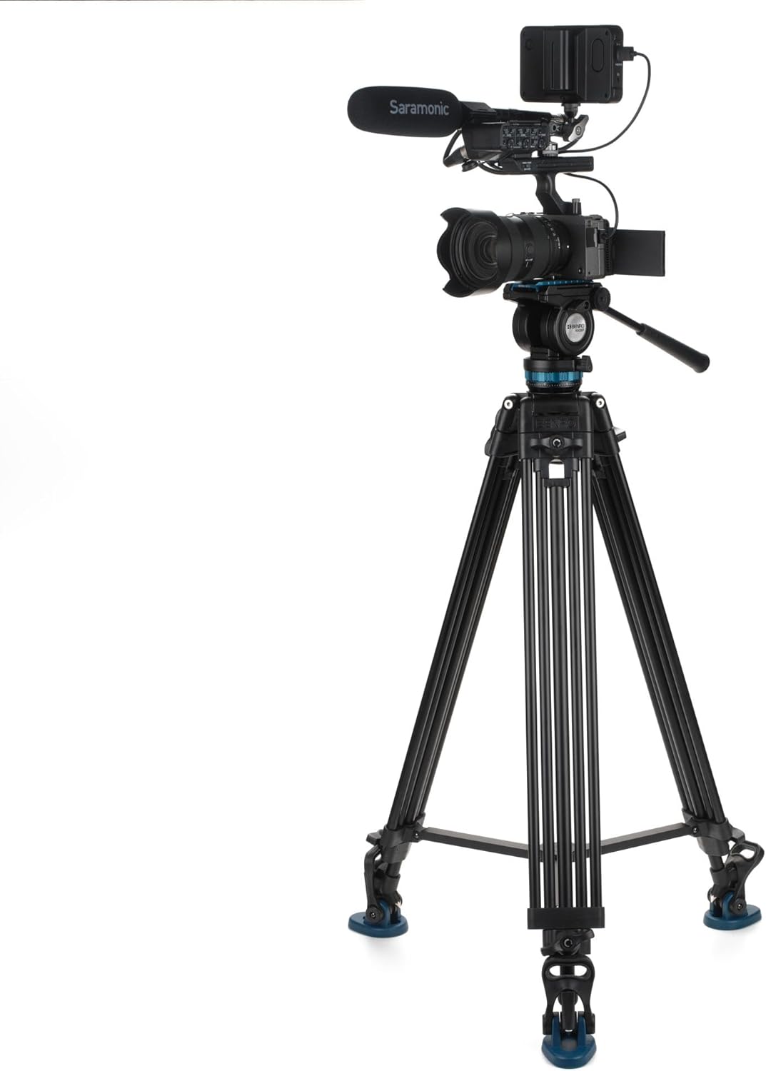 Benro Videostativ mit Kopf, 6,8 kg Traglast, stufenlose Panorama-Dämpfung, verdrehsichere Kameraplat