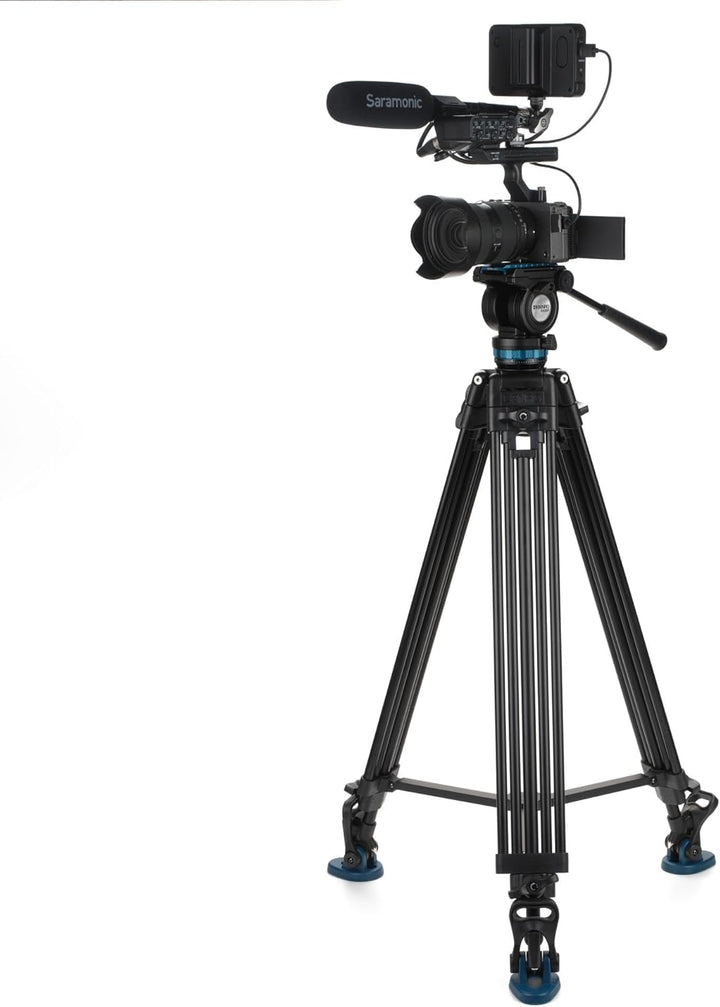 Benro Videostativ mit Kopf, 6,8 kg Traglast, stufenlose Panorama-Dämpfung, verdrehsichere Kameraplat