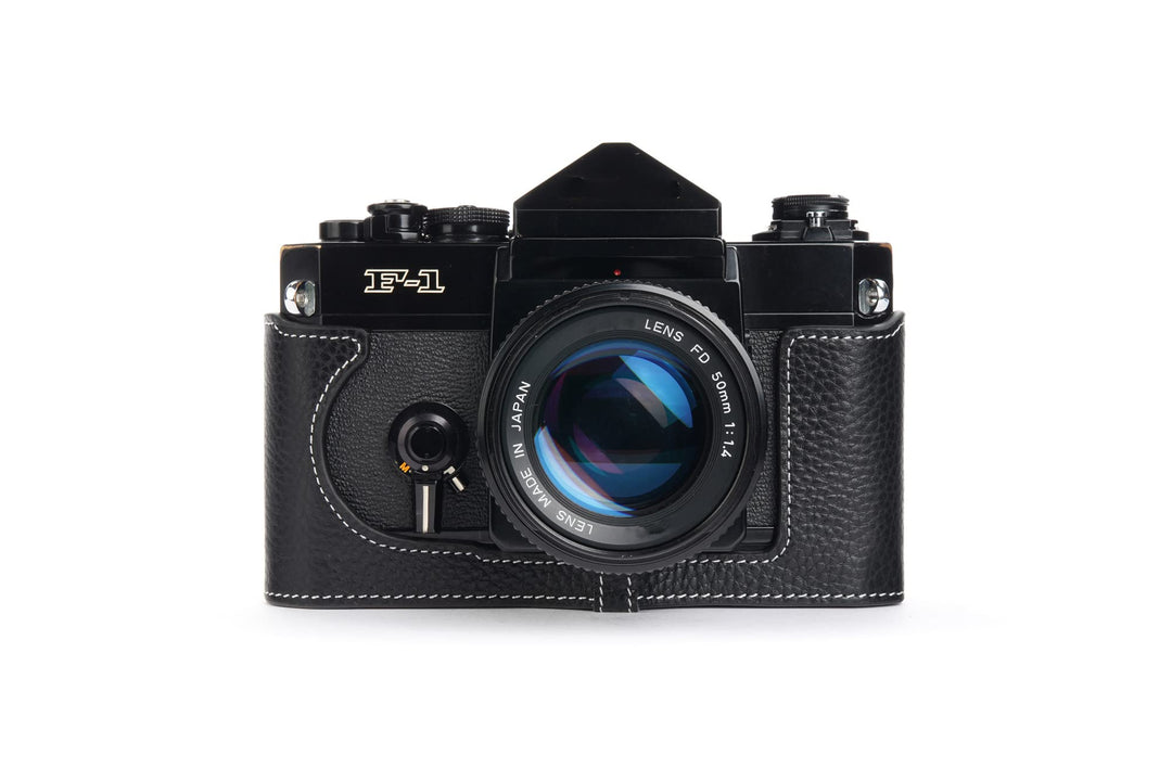 Handarbeit aus echtem echtem Leder halb Kamera Tasche Abdeckung für Canon F-1 (ohne Griff) schwarz F
