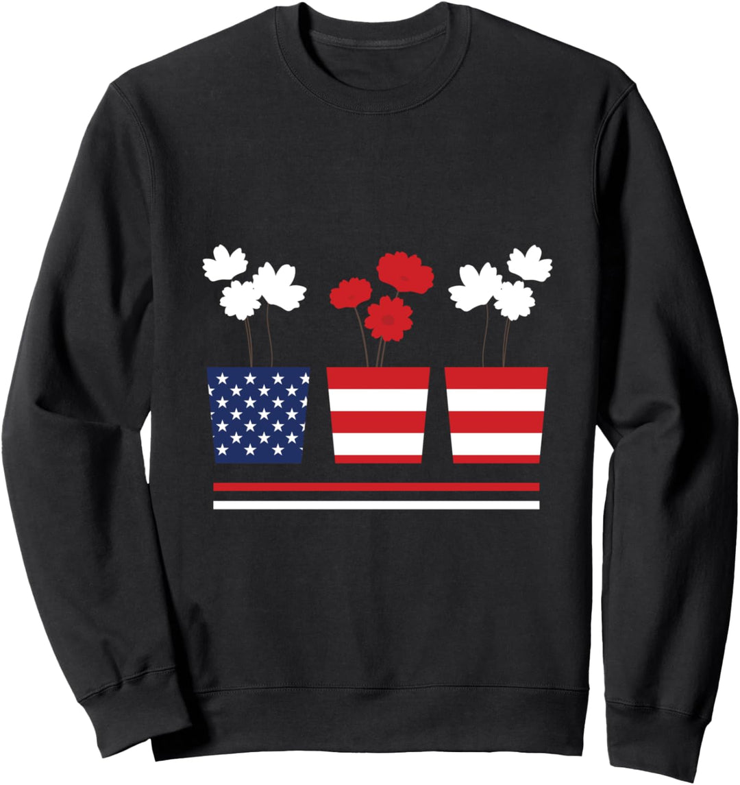 Amerikanische patriotische Blumentöpfe Gärtner USA Flagge Sweatshirt
