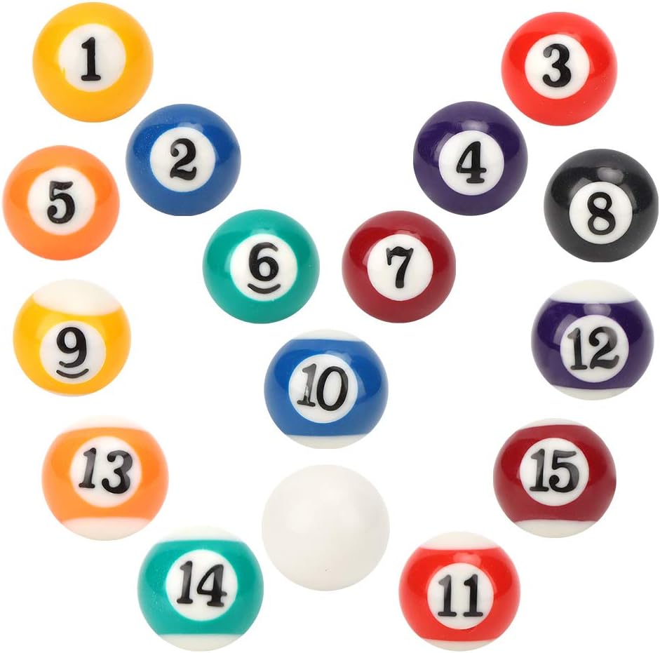 Keenso Mini Harz Billardkugeln, Kinder Billardkugel Spielzeug 16 Stück 25mm Billardtisch Billard Tra