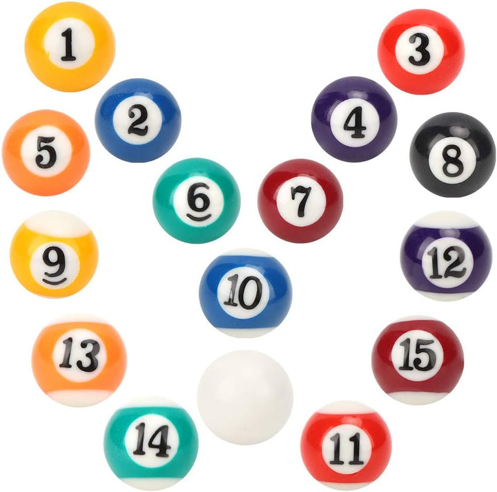 Keenso Mini Harz Billardkugeln, Kinder Billardkugel Spielzeug 16 Stück 25mm Billardtisch Billard Tra