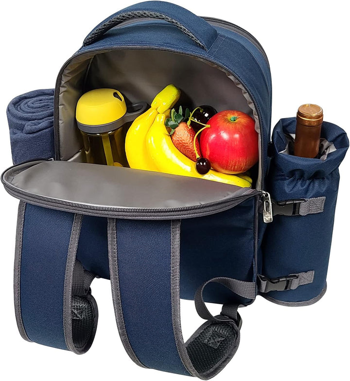 Hap Tim Picknickkorb Rucksack für 4 Personen mit Decke, Weinhalter, Kühlfach, Besteckset, Paare Gesc