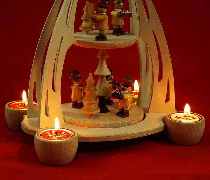 Wichtelstube-Kollektion XL Weihnachtspyramide f. Teelichter 35cm Weihnachtsbäckerei feinstes Buchenh