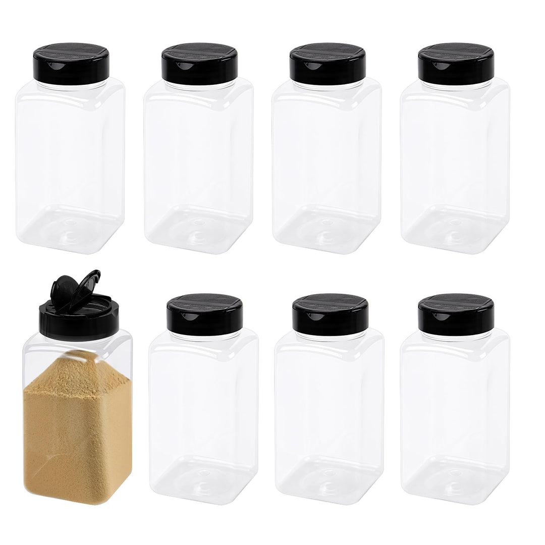 Gewürzstreuer aus Kunststoff, transparent, leer, mit Deckel, für Zucker, Salz, Kräuter, 500 ml, 8 St