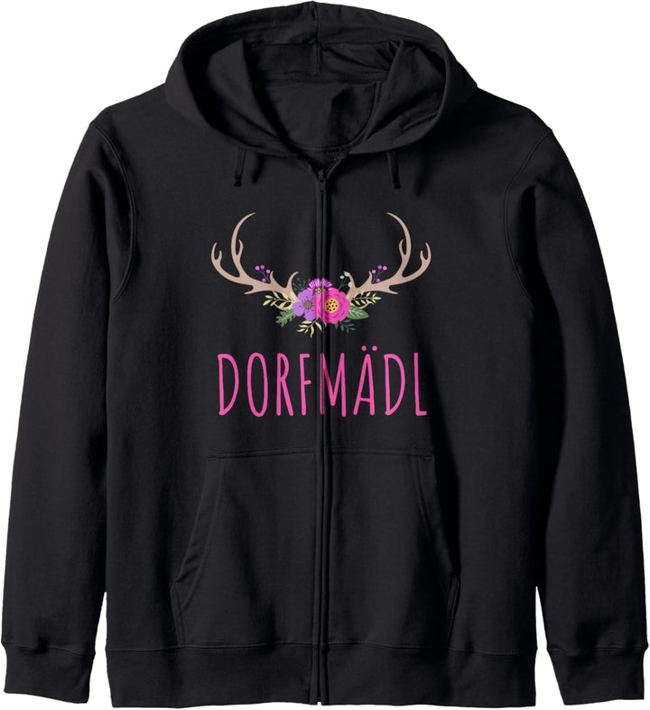 Dorfkind Hirschgeweih Blumenkranz Dorfmädl Kapuzenjacke
