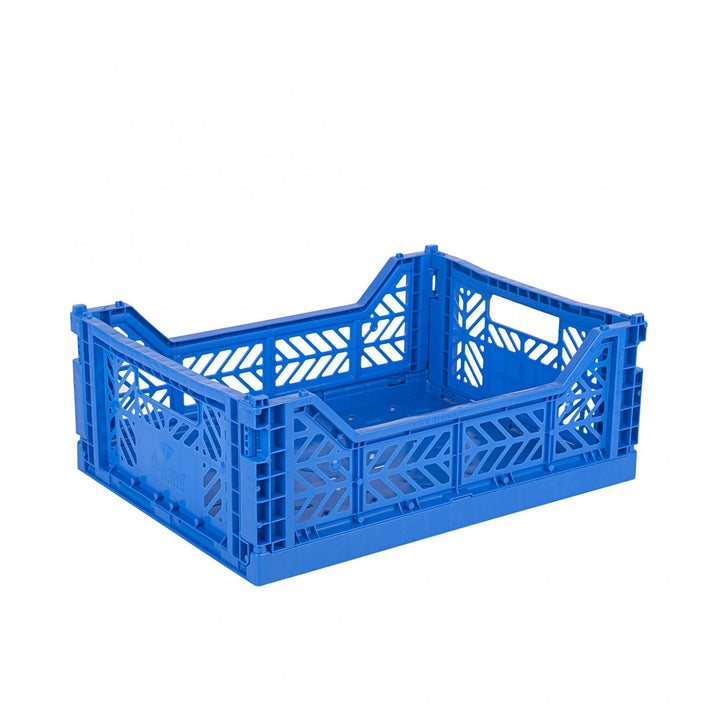 AYKASA Klappkiste, stabile Faltkiste aus Kunststoff, stapelbar, Blue, Midi (40x30x14cm) Blue Midi (4