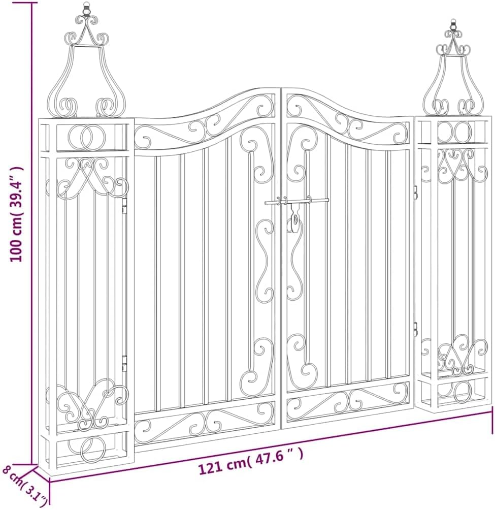 vidaXL Gartentor, Tor für Garten Terrasse, Zauntor mit Bolzenverriegelung, Eisentor Metalltor Aussen