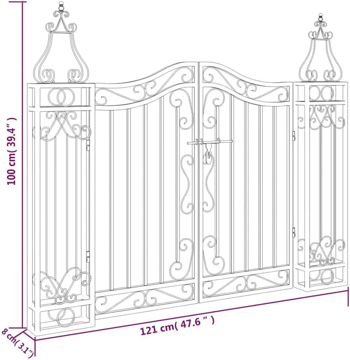 vidaXL Gartentor, Tor für Garten Terrasse, Zauntor mit Bolzenverriegelung, Eisentor Metalltor Aussen
