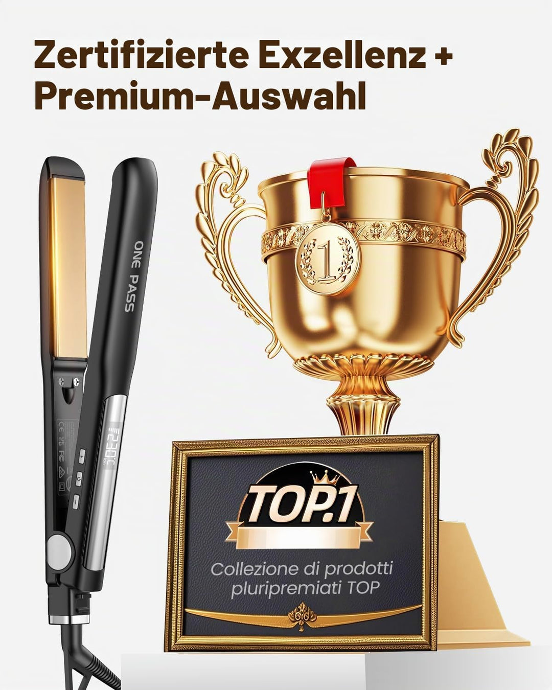 Faszin Professioneller Haarglätter 2-in-1, Ionen-Platten aus Titan, Heizung in nur 20 Sekunden, klar