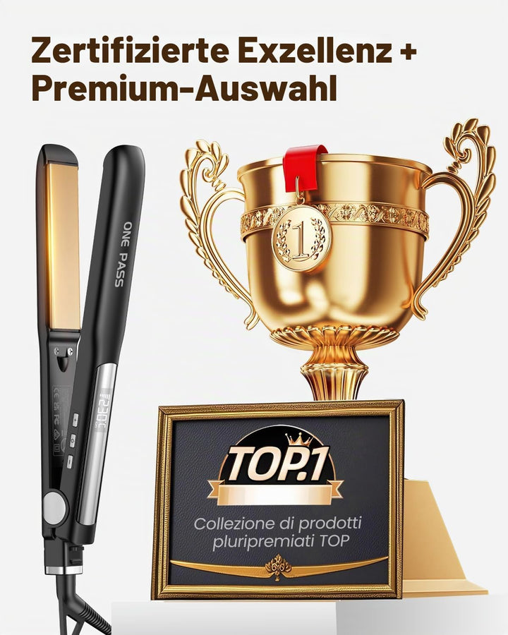 Faszin Professioneller Haarglätter 2-in-1, Ionen-Platten aus Titan, Heizung in nur 20 Sekunden, klar