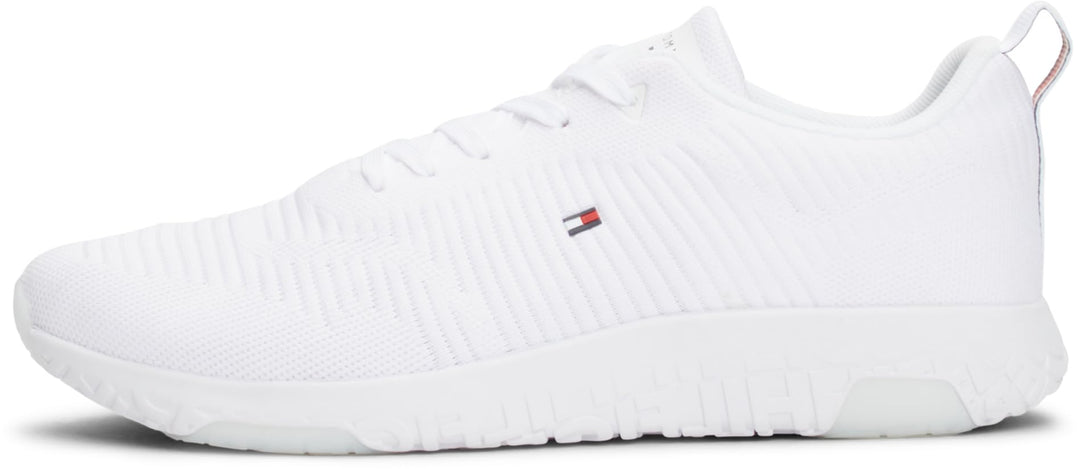 Tommy Hilfiger Herren Runner Sneaker Corporate Knit Rib Runner Sportschuhe 42 EU Weiss, 42 EU Weiss