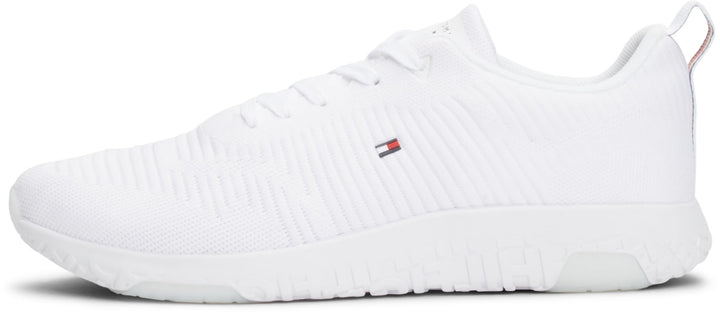Tommy Hilfiger Herren Runner Sneaker Corporate Knit Rib Runner Sportschuhe 42 EU Weiss, 42 EU Weiss