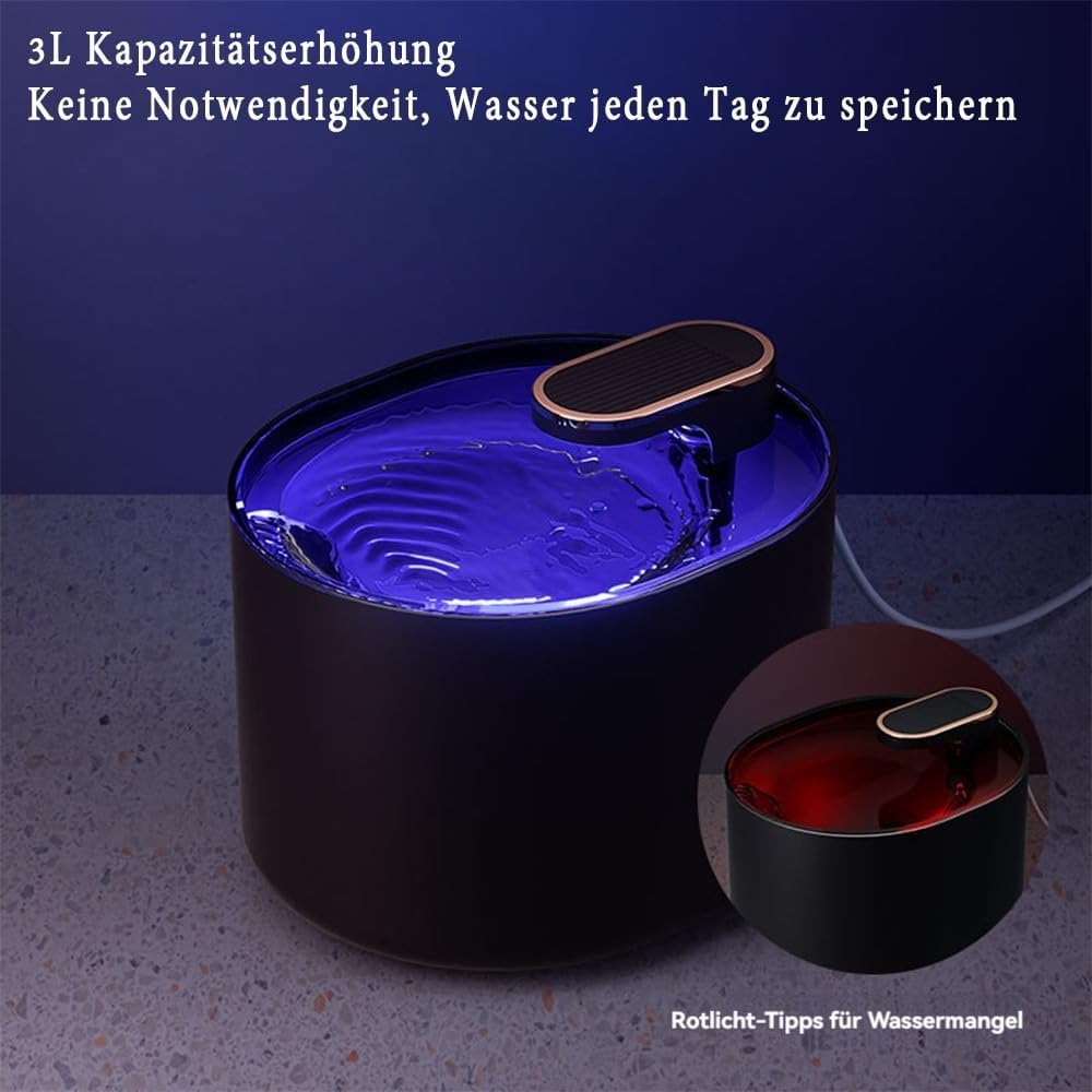 UUE Katzenbrunnen, 3L LED Trinkbrunnen für Katze, Super Silent Katzen Trinkbrunnen, Wasserbrunnen fü