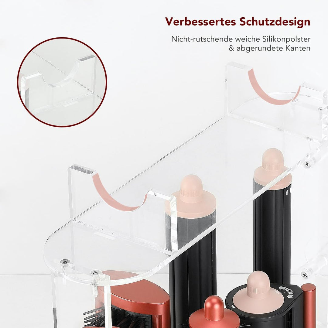 Acryl Organizer für Dyson Airwrap, 7 Fächer für Aufsätze & Diffusor, platzsparender Aufbewahrungshal