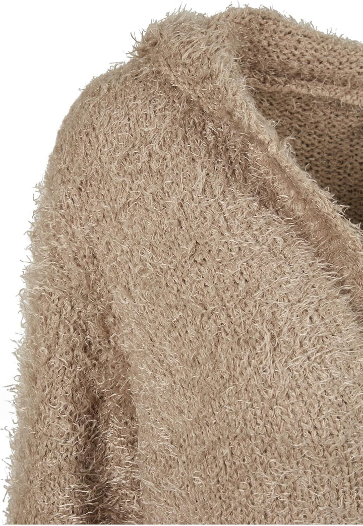 Urban Classics Damen Strickjacke Ladies Hooded Feather Cardigan, knielange Jacke für Frauen in 5 Far