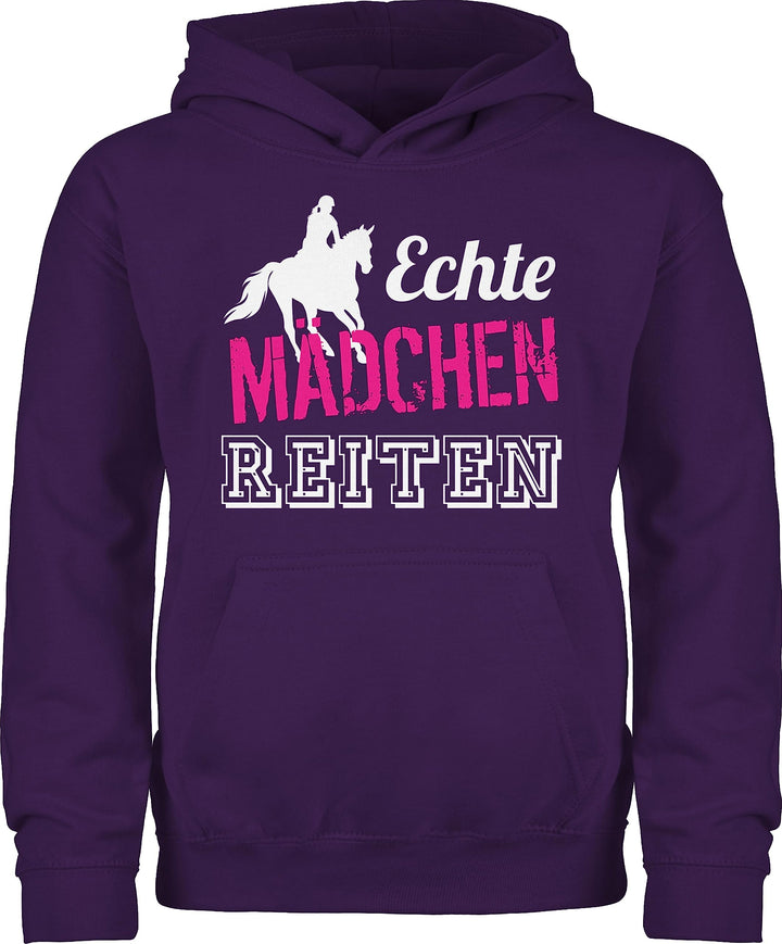Shirtracer - Kinder Hoodie Jungen - Pferd Pferde - Echte Mädchen reiten 98 2 Lila, 98 2 Lila