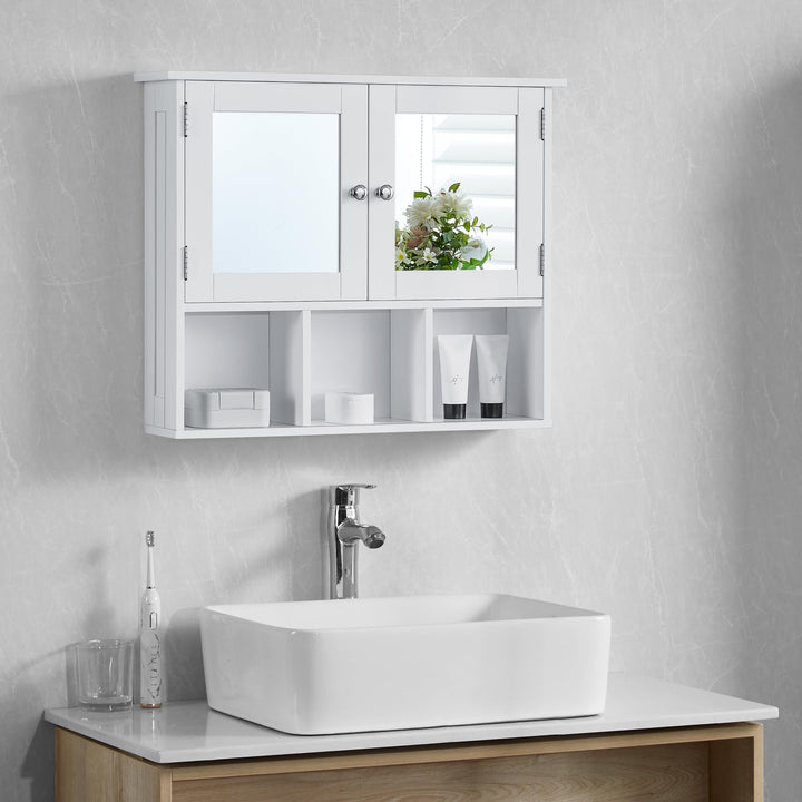 Bath Vida Milano Badezimmer-Spiegelschrank mit 2 Türen, mit Aufbewahrungsfächern, Wandmontage, weiss
