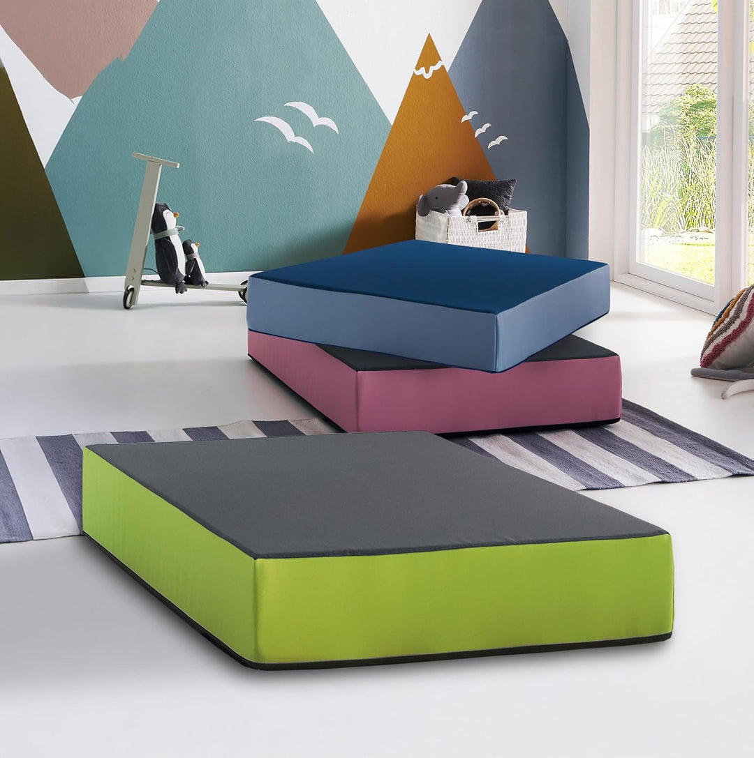 Jump Hüpfpolster 99 x 75 x 18 cm - blau oder rosa - Hüpfmatratze für Kinder ab 3 Jahre bis 40 kg - S