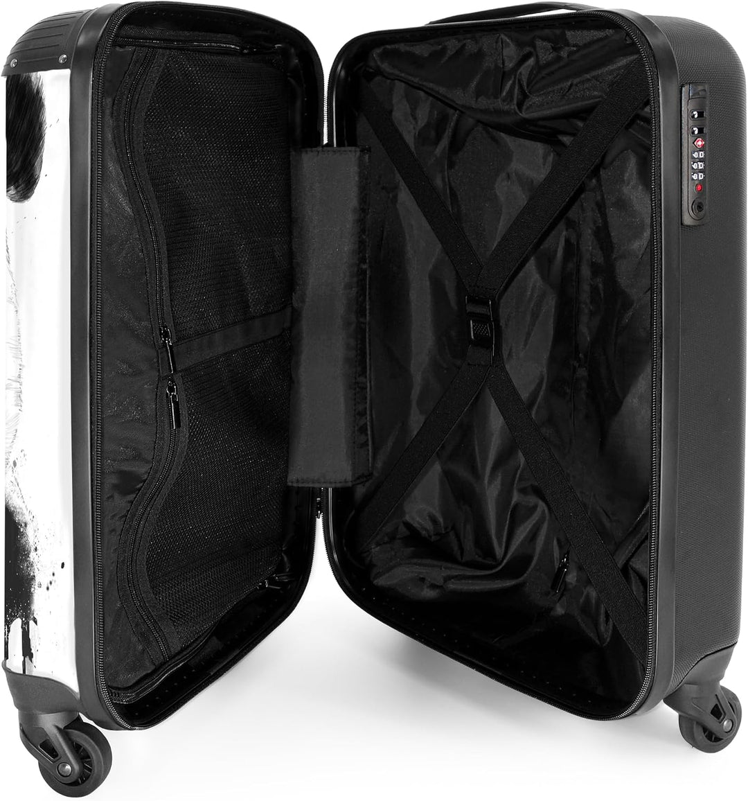 NoBoringSuitcases.com® Koffer Handgepäck Trolley Rollkoffer Kleine Reisekoffer mit 4 Rollen - Panda