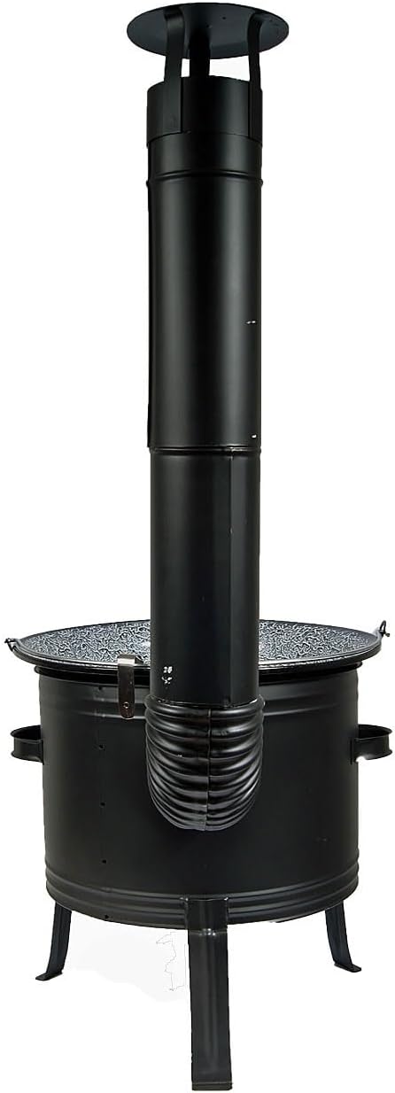 Set Holzofen + Topf 22 L Emaille + GRATIS Schöpfkelle Ungarische Gulaschkanone Kochtopf Suppentopf