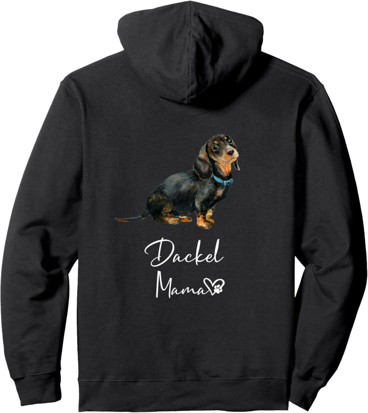 Dackel Mama Hundemama Hund Frauchen Haustier Rückendruck Pullover Hoodie