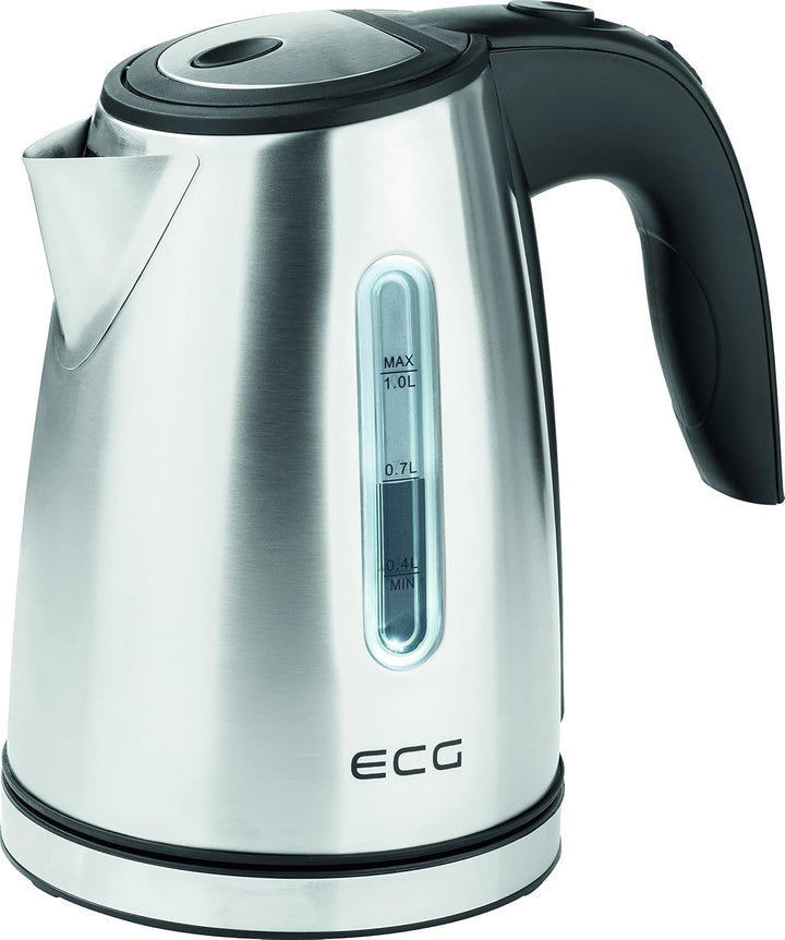 ECG RK 1050 Edelstahl Wasserkocher, 1.0 Liter 1 Liter Edelstahl-design, 1 Liter Edelstahl-design