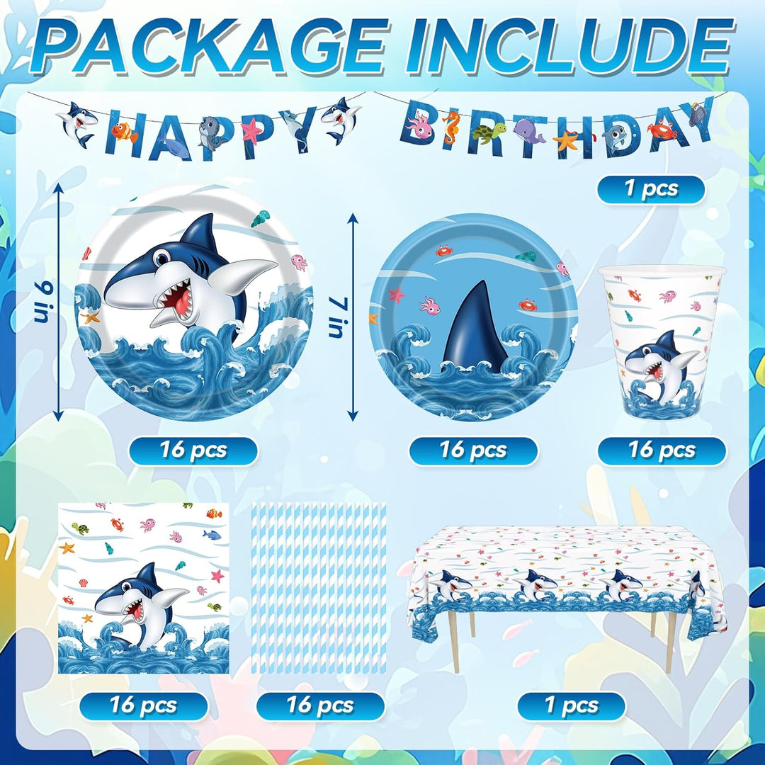 Party Hai Geschirr Set 16Pcs, Kindergeburtstag Party Pappteller Set, Kindergeburtstag Pappteller Set