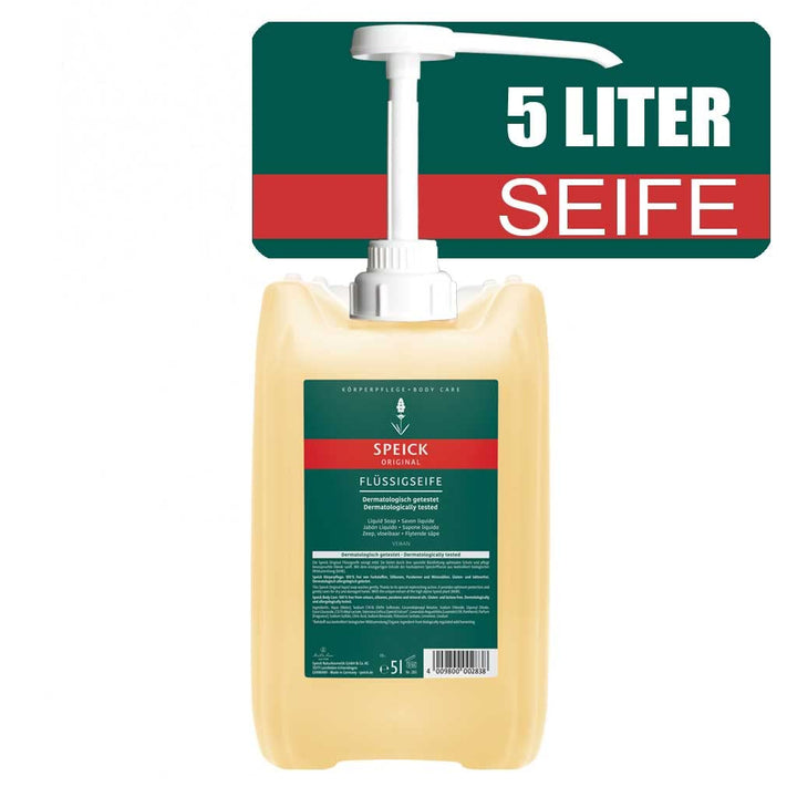 Wasserbettbedarf Speick Flüssigseife Original inklusive Dosierpumpe 5 Liter Nachfüll Kanister