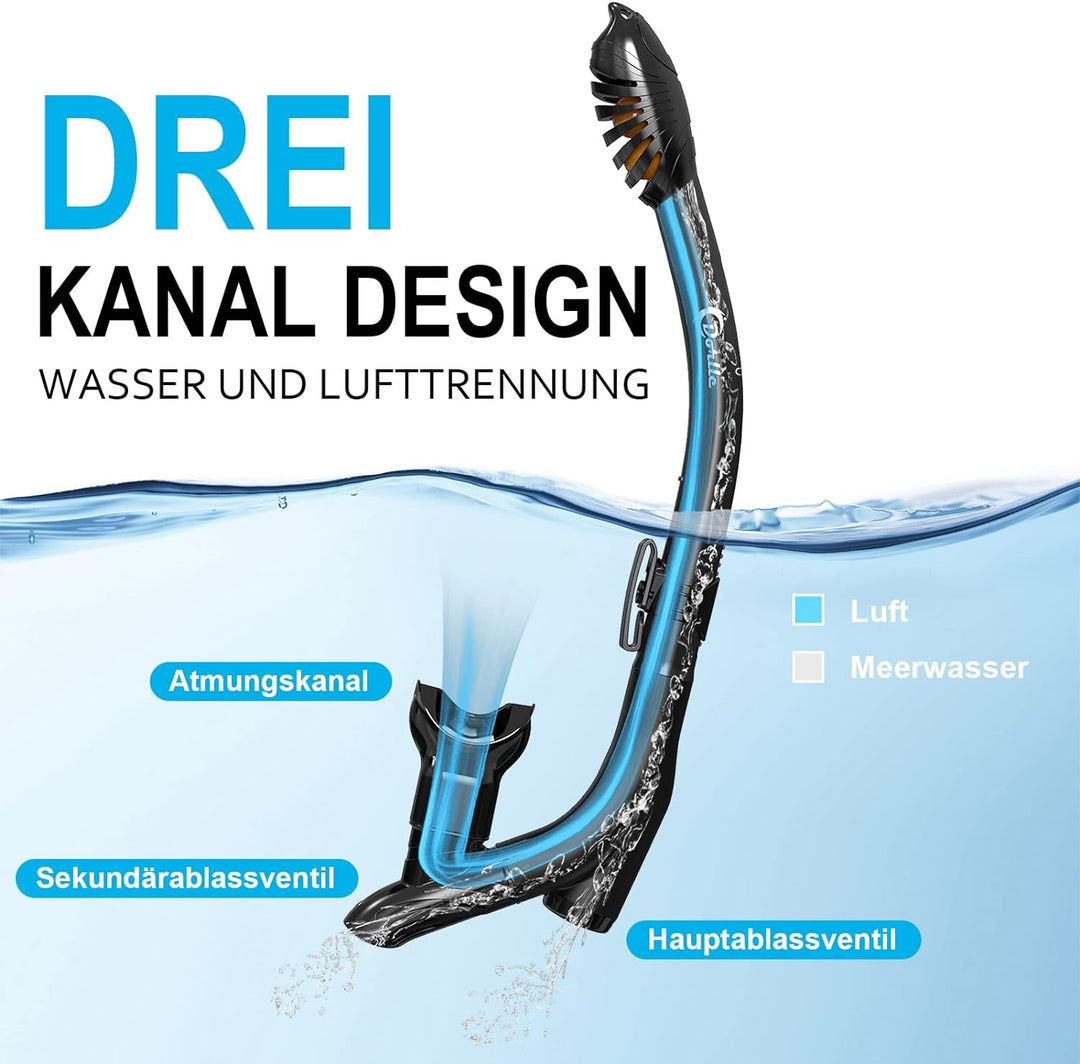 Dorlle Schnorchelset, Neu Verbesserte Panorama Schnorchelmaske, wasserdichte Tauchmaske Anti-Fog Ant
