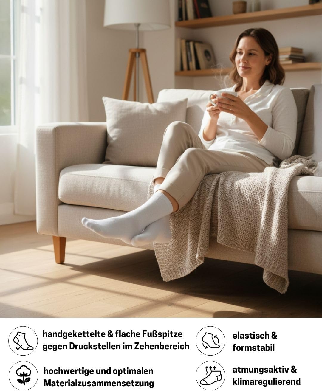 10 Paar Premium Socken Herren &amp; Damen aus gekämmter Baumwolle mit Komfortbund ohne drückende Naht 35