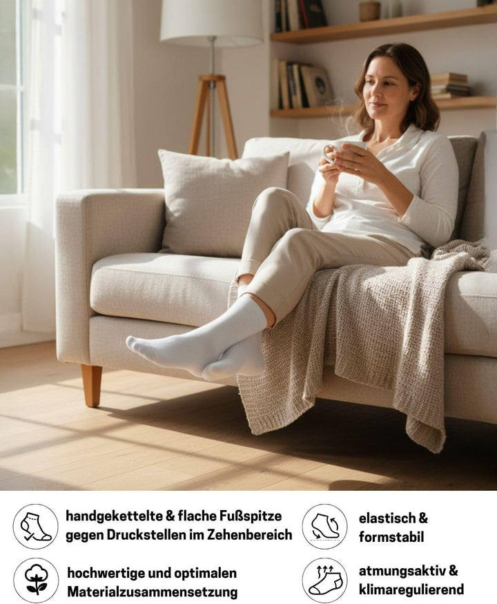10 Paar Premium Socken Herren &amp; Damen aus gekämmter Baumwolle mit Komfortbund ohne drückende Naht 35