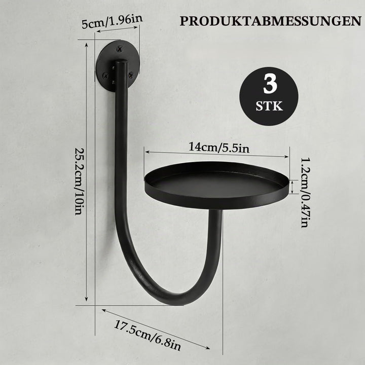Blumenständer Wandmontage,Blumenständer Metall Schwarz, 3er Set U-Form Pflanzenregal, Pflanzenstände