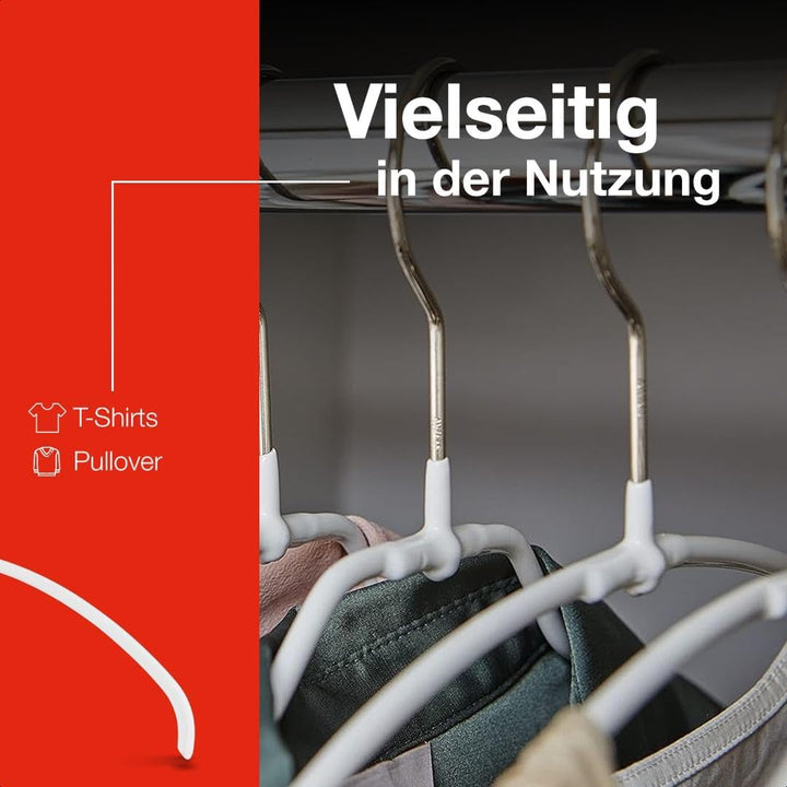 MAWA Kleiderbügel, Set mit 50 hochwertigen, platzsparenden, rutschfesten Kleiderbügeln, ideal für T-