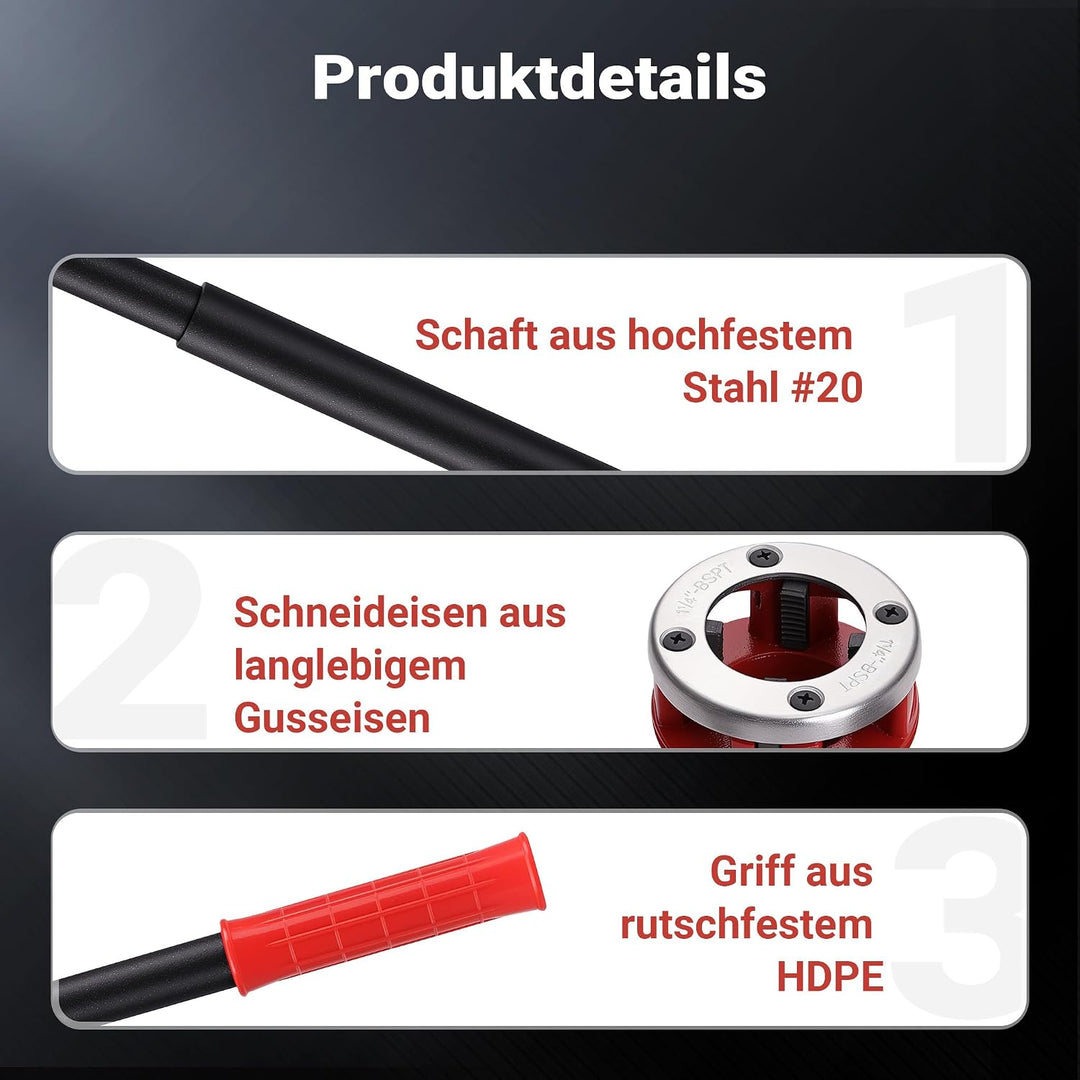Schneidkluppensatz Gewindeschneider Rohrschneider Kluppen Schneideisen 9-teilig