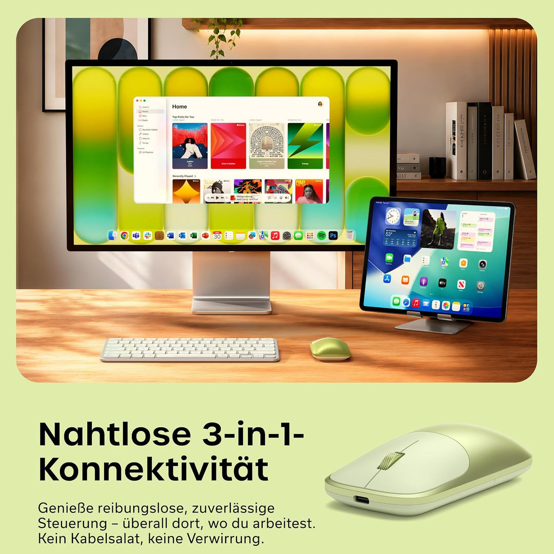 SATECHI Slim EX Bluetooth-Maus, 2,4 GHz, USB-C-Akku, Zitrus, Zitrus