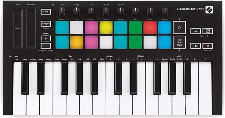 Novation Launchkey Mini [MK3] – Tragbarer USB/MIDI-Keyboard-Controller mit 25 Tasten und DAW-Integra