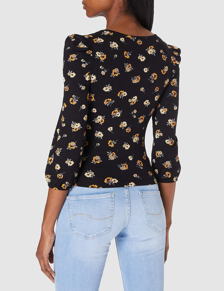 ONLY Women's T-Shirt L Black/Aop:flower, L Black/Aop:flower