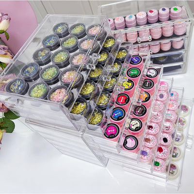 Guolich 3 Tier Nail Art Dekoration Aufbewahrungsbox Transparent Acryl Nail Art Schmuck Zubehör Aufbe