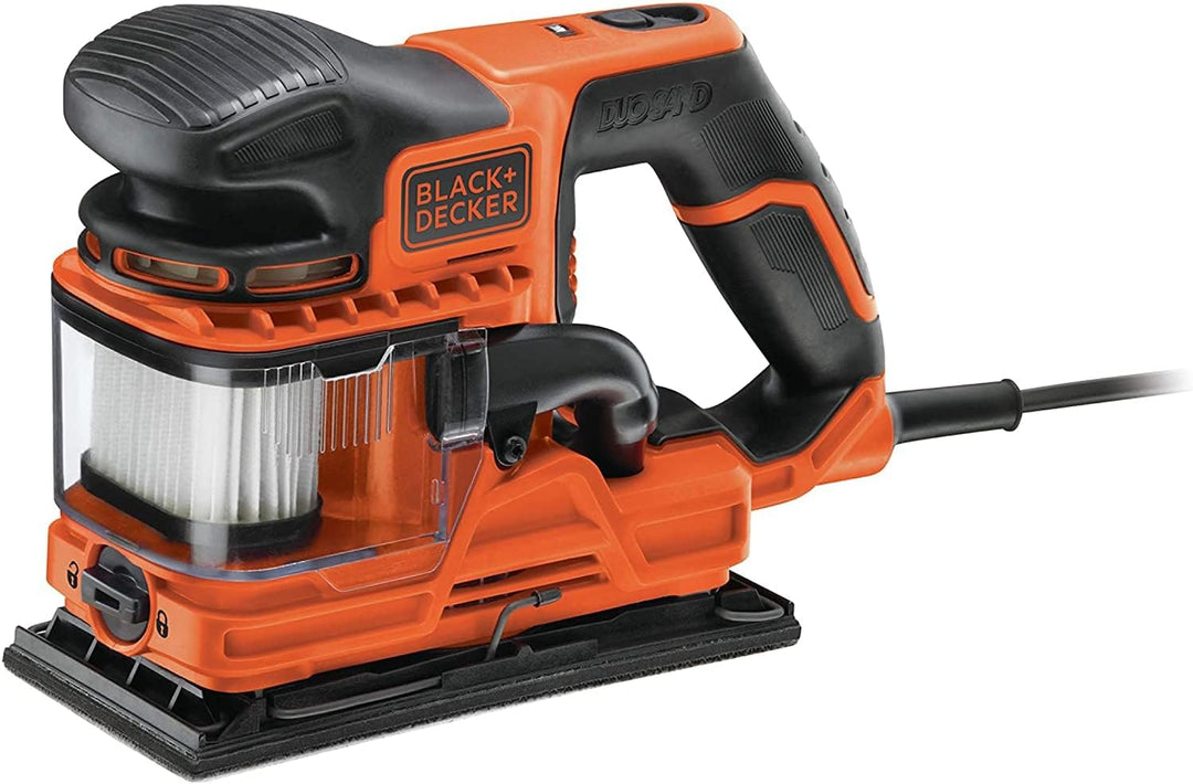 Black+Decker Schwingschleifer DUOSAND, Bandschleifer (270W, 2-fache Staubabsaugung, Staubfangbehälte
