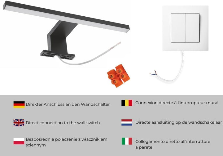 Badspiegel Schwarz mit Beleuchtung 60x70 cm Badezimmerspiegel Wandspiegel mit Ablage LED-Spiegel Neu