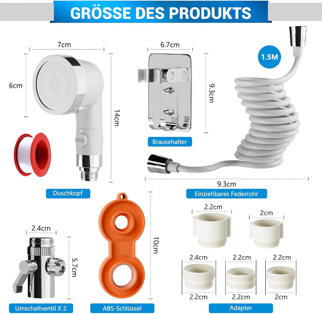 Handbrause für Waschbecken, Waschbeckenbrause mit Schlauch, Handbrause Duschkopf Set Mit Halterung,