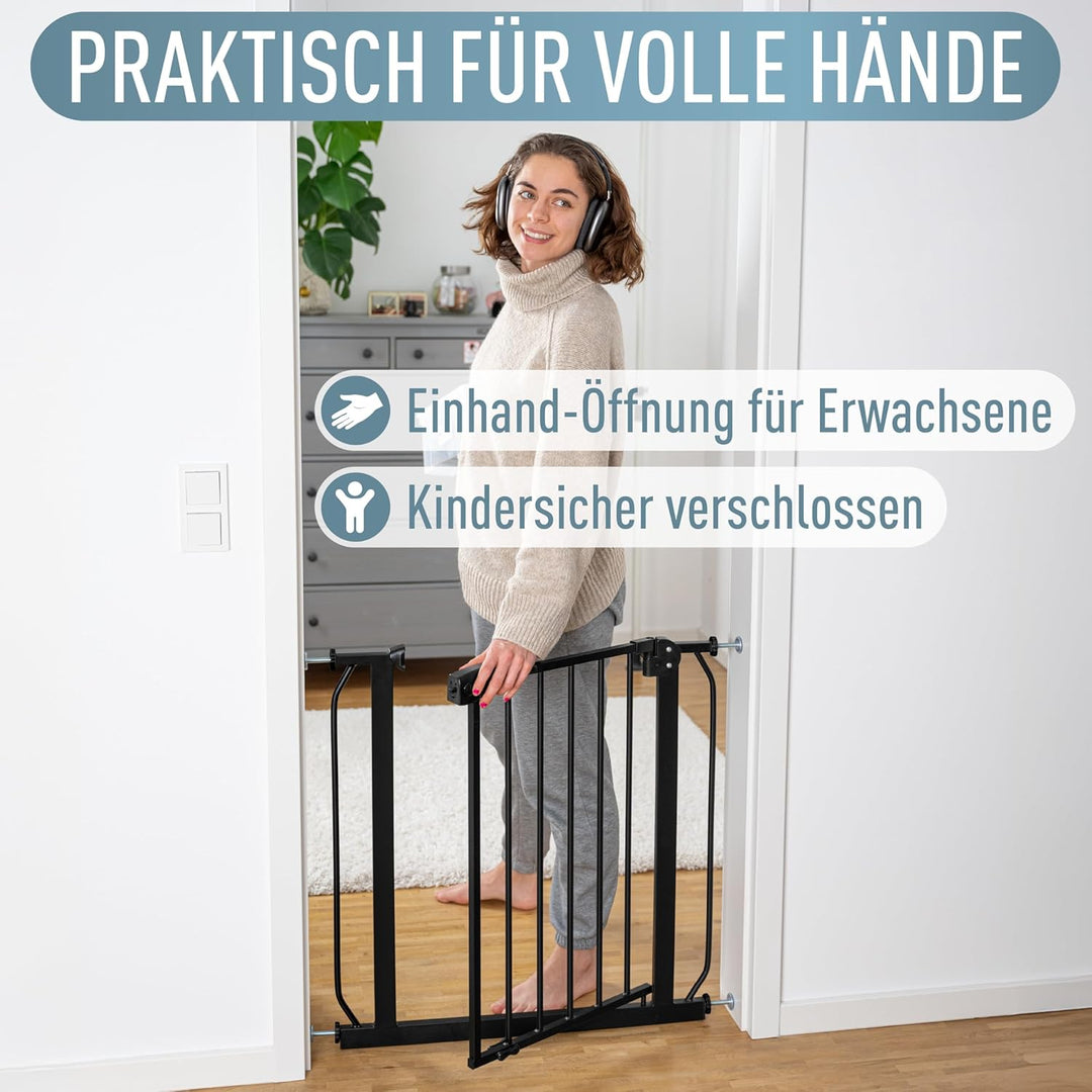 ib style® Berrin | PREISSIEGER | Türschutzgitter | Ohne Bohren | 90° Stop | Auto-Close | Schwarz | 5
