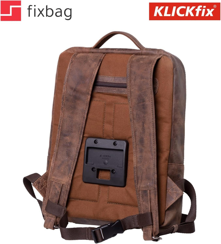 fixbag FB1047199 - Fahrrad-Businessrucksack mit Klickfix Adapterplatte fürs Fahrrad, Laptoprucksack
