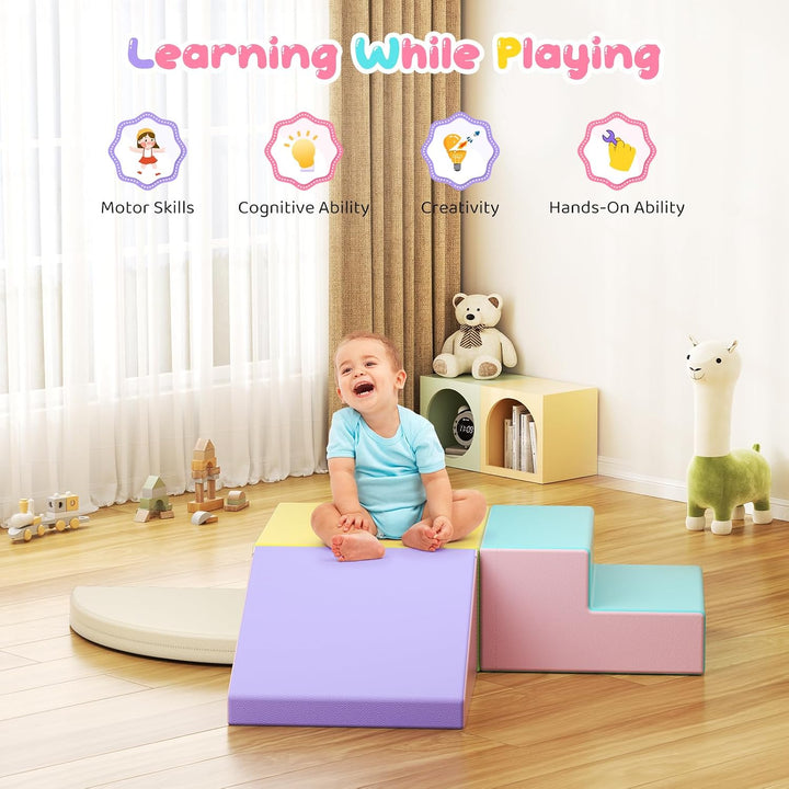 Baby-Schaumstoffbausteine, XXL Softplay-Set für Kleinkinder von 1–3 Jahren, Baby-Kletterturm mit Rut