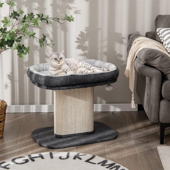 COSTWAY Kratzbaum Klein, 50cm hoch, Katzenbaum mit weicher Plüschsitzfläche &amp; Sisal-Kratzsäule &amp; Bal