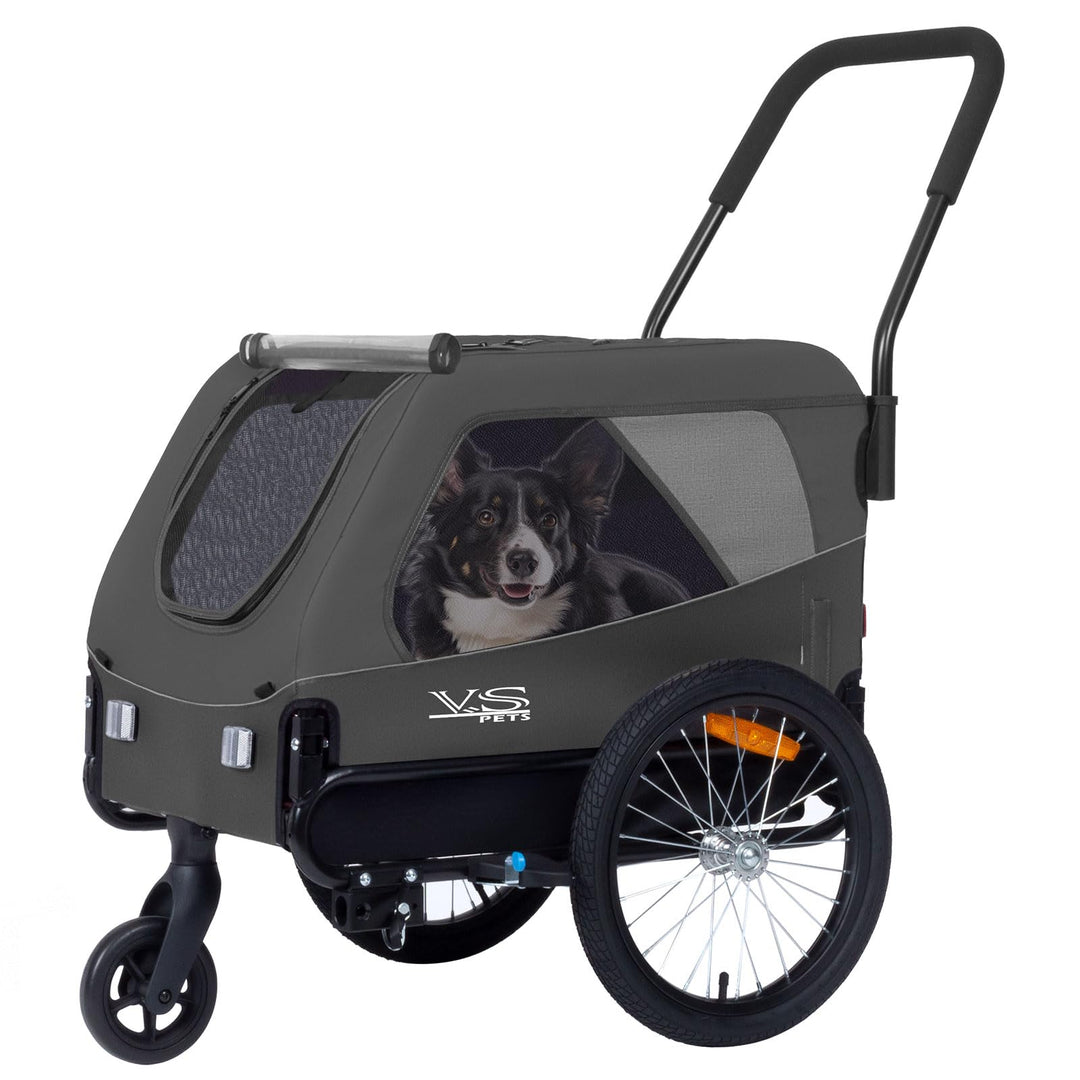 Tiggo VS Pets Medium Hundeanhänger &amp; Buggy 2in1 Fahrradanhänger Hundebuggy Jogger 80204 Grau, Grau
