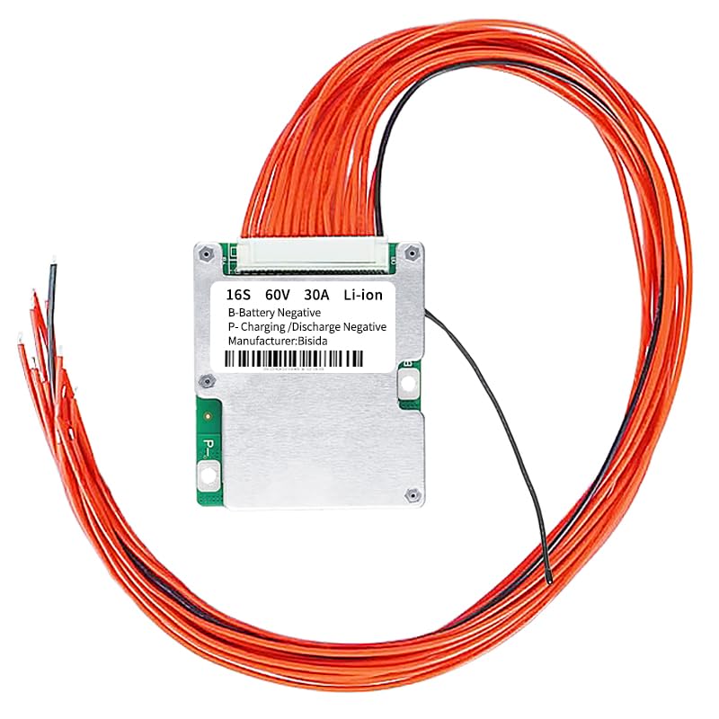 16S BMS 60V 30A Lithium-PCB-Schutzplatine mit Balancerleitung und NTC, gemeinsamem Anschluss, zehn S