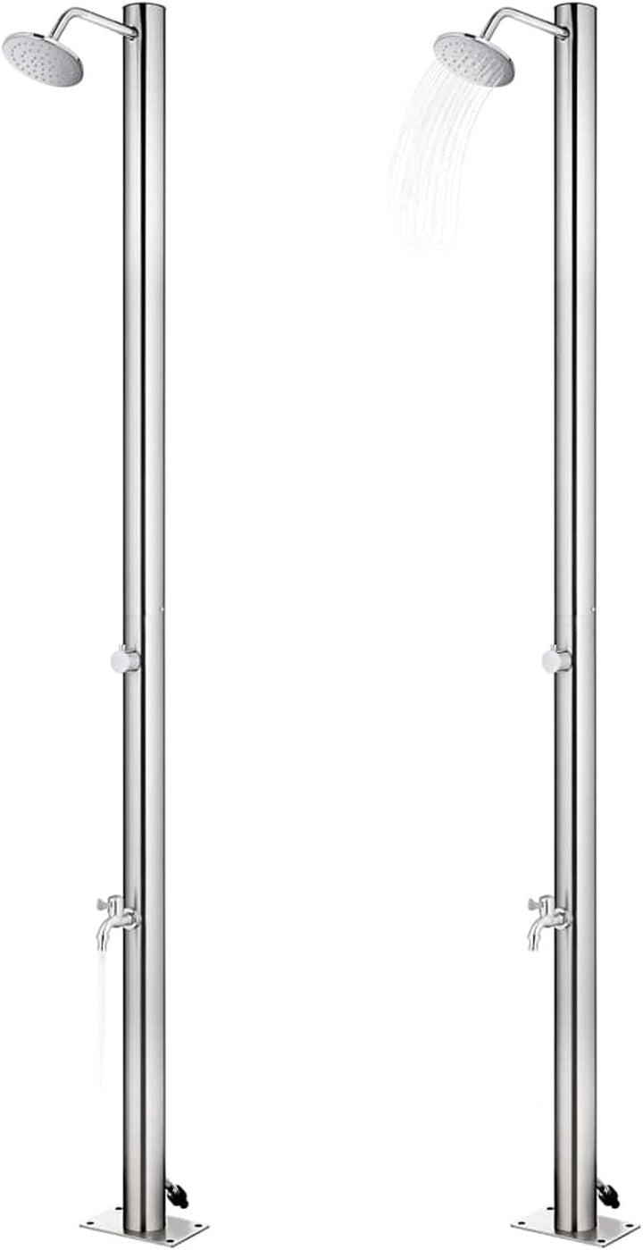 Gartendusche mit Grauer Bodenplatte, Outdoor Shower, Garten Dusche, Aussendusche Garten, Duschkopf F